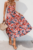 Holiday Style Printed Sleeveless Backless Dress