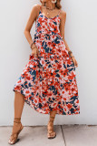 Holiday Style Printed Sleeveless Backless Dress