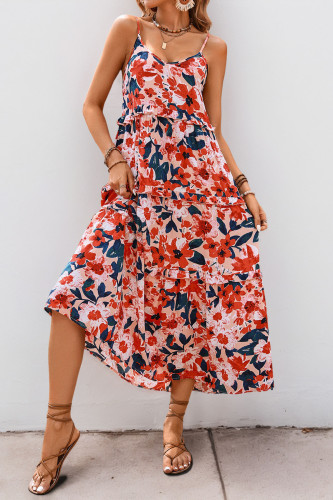 Holiday Style Printed Sleeveless Backless Dress