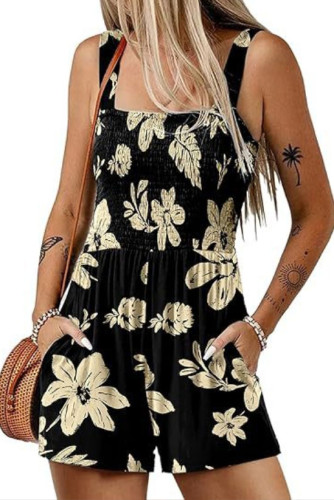 Casual Pocketed Smocked Sleeveless Romper