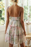 Vacation Style Floral Print Suspender Dress