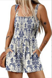 Casual Pocketed Smocked Sleeveless Romper