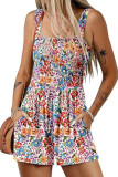 Casual Pocketed Smocked Sleeveless Romper