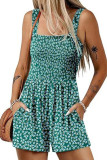 Casual Pocketed Smocked Sleeveless Romper