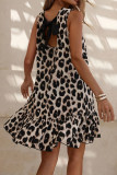Sleeveless Leopard Print Summer Vest Dress
