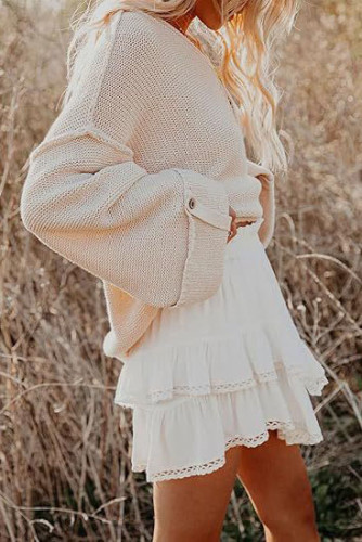 Bohemian Solid Color Pleated Layered Skirt
