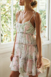 Vacation Style Floral Print Suspender Dress