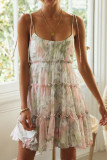 Vacation Style Floral Print Suspender Dress
