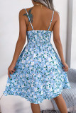 Floral Bow Ruffle Edge Suspender Dress