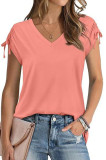 V-Neck Drawstring Short Sleeved T-Shirt