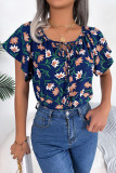 Lotus Leaf Edge Short Sleeved Chiffon Shirt