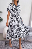 Loose Leopard Print Lace Up Shirt Dress