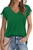 V-Neck Drawstring Short Sleeved T-Shirt