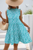 Round Neck Printed Sleeveless Vest Dress