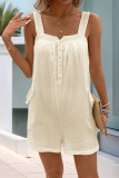 Sleeveless Texture Pocket Jumpsuit Shorts