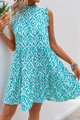Round Neck Printed Sleeveless Vest Dress