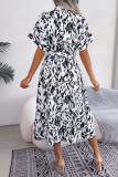 Loose Leopard Print Lace Up Shirt Dress
