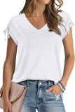 V-Neck Drawstring Short Sleeved T-Shirt