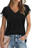 V-Neck Drawstring Short Sleeved T-Shirt
