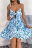 Floral Bow Ruffle Edge Suspender Dress
