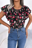 Lotus Leaf Edge Short Sleeved Chiffon Shirt