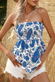 Printed Strapless Irregular T-Shirt