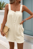 Sleeveless Texture Pocket Jumpsuit Shorts