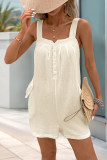 Sleeveless Texture Pocket Jumpsuit Shorts