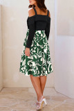 Long Sleeved One Shoulder Floral Dress