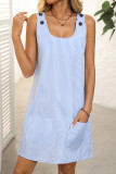 Round Neck Pocket Striped Sleeveless Dress