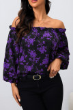 Floral Print One Shoulder Long Sleeved Shirt