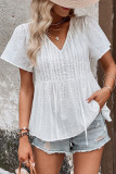 Jacquard V-Neck Loose Short Sleeved Shirt