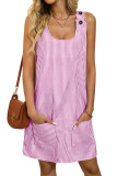 Round Neck Pocket Striped Sleeveless Dress