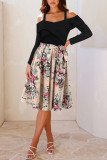 Long Sleeved One Shoulder Floral Dress
