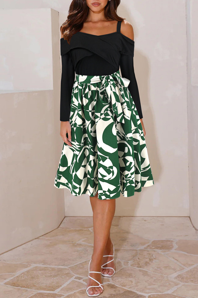 Long Sleeved One Shoulder Floral Dress