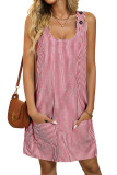 Round Neck Pocket Striped Sleeveless Dress