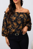 Floral Print One Shoulder Long Sleeved Shirt