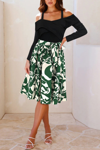 Long Sleeved One Shoulder Floral Dress