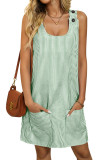 Round Neck Pocket Striped Sleeveless Dress