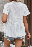 Jacquard V-Neck Loose Short Sleeved Shirt