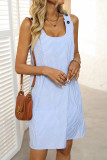 Round Neck Pocket Striped Sleeveless Dress