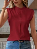 Solid Color Sleeveless Round Neck Vest