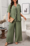 Short Sleeved Shirt Knitted Pants Two Piece Set