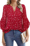 V-Neck Ruffled Long Sleeved Chiffon Shirt
