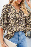 Printed V-Neck Loose Petal Sleeve Chiffon Shirt