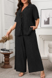 Short Sleeved Shirt Knitted Pants Two Piece Set