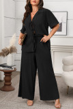 Short Sleeved Shirt Knitted Pants Two Piece Set