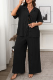Short Sleeved Shirt Knitted Pants Two Piece Set