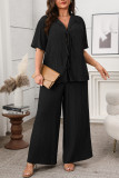 Short Sleeved Shirt Knitted Pants Two Piece Set