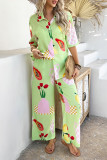 Bohemian Printed Short Sleeved Wide Leg Pants